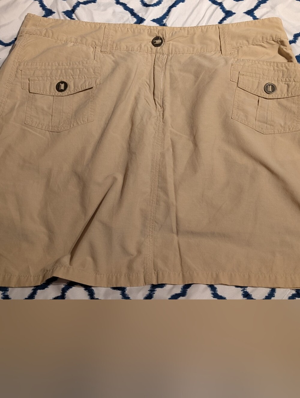 Jessica Beige Khaki Cotton Skort with Buttoned Pockets. 18w